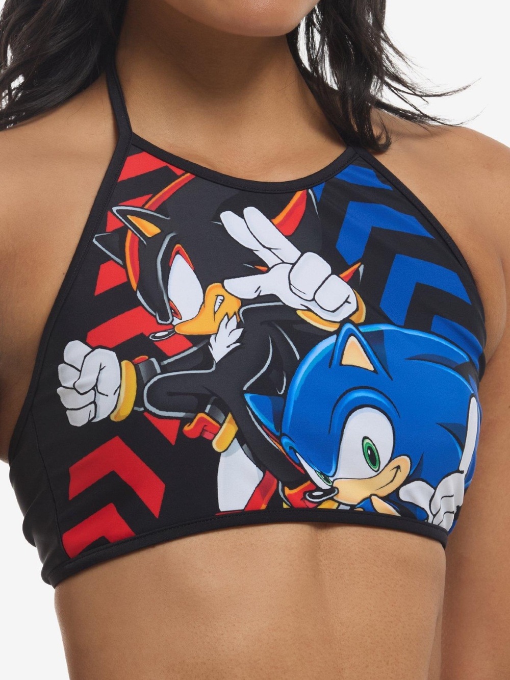 Sonic the hedgehog sonic & shadow halter swim top